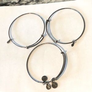 Alex and Ani gun metal bracelet set